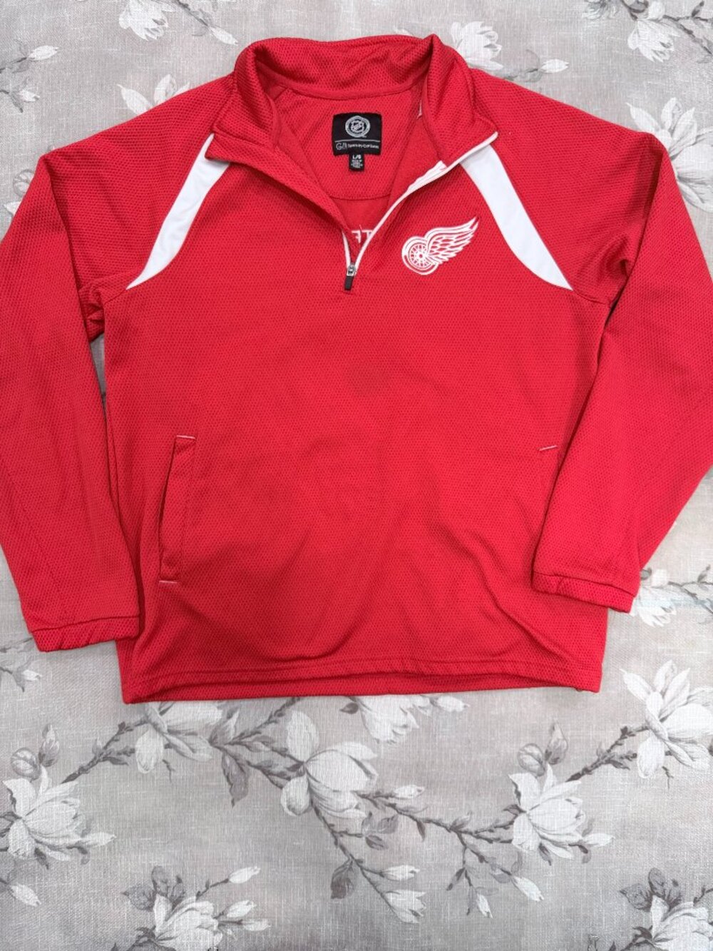 Detroit Red Wings NHL 1/4 Zip Pullover Jacket Womens L Fleece Lined Carl Banks - Picture 4 of 13